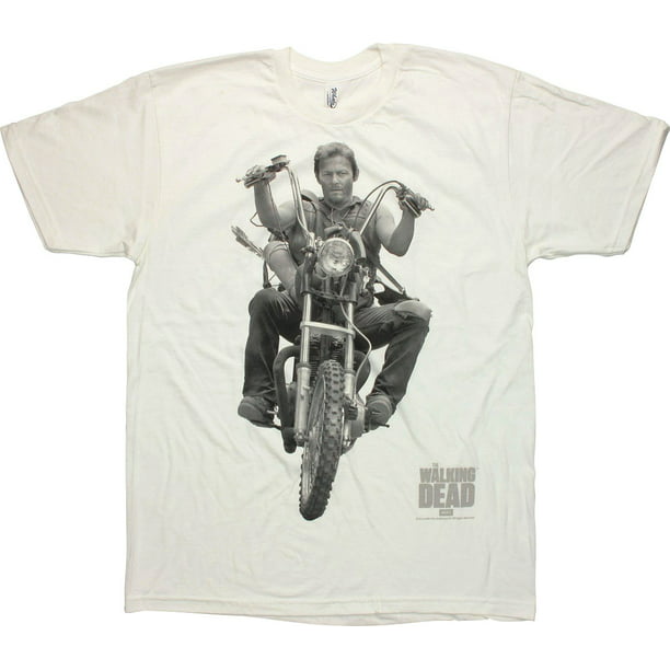 Official The Walking Dead Daryl Dixon's Chopper Faux Stitch Adult Zombies TShirt